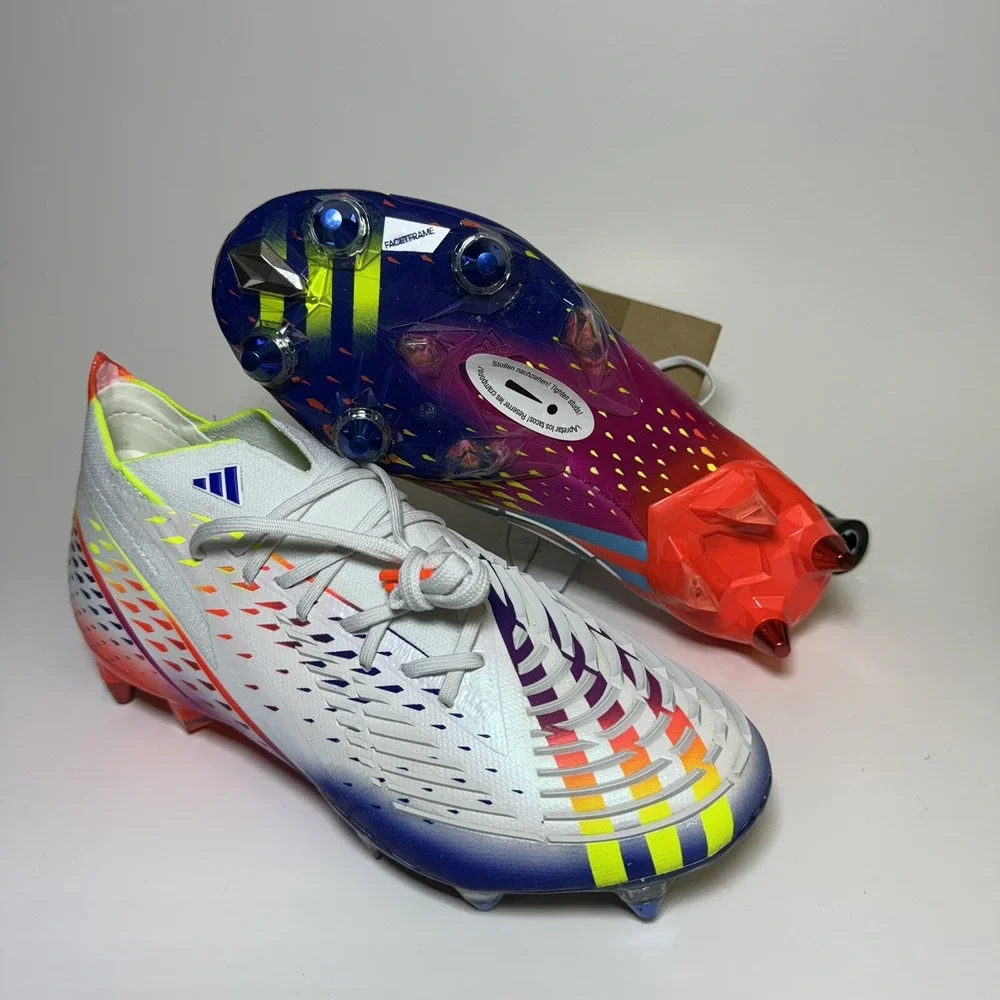 Adidas Predator Edge.1 SG White Blue Soccer Cleats Men's 5.5 Women's 6.5